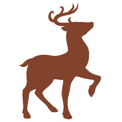 graceful deer making a step, brown silhouette on a white background