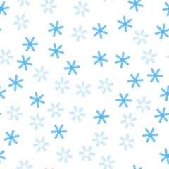 Simple blue snowflake on white background, christmas seamless pattern