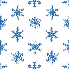 Snowflake, christmas decoration seamless pattern, cute vector pattern on white