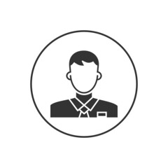 Fototapeta na wymiar Business man related vector line icon. Male face silhouette with office suit and tie. User avatar profile. Employee sign. Vector illustration.
