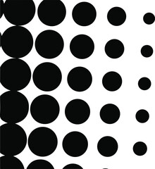 White and black circles, gradient halftone background. Vector illustration.	