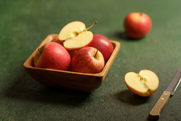 a bowl with red apples close-up