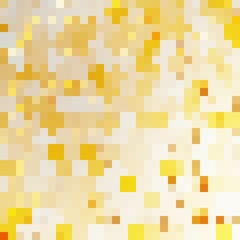 Abstract gold and white mosaic background. Squares pattern pixel art. Vector illustration.