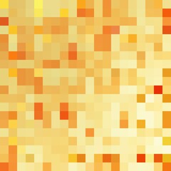 Abstract gold and white mosaic background. Squares pattern pixel art. Vector illustration.