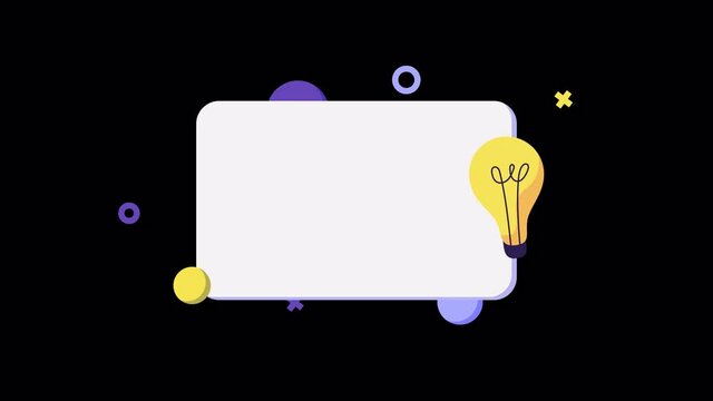 white banner for text, Fun fact, information. ALPHA channel animation. Light bulb symbol. Interesting fact dyk sign. Marketing and advertising tag. did you know template animated video with copy space