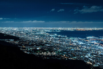 神戸 摩耶山 六甲山展望台からの夜景 - obrazy, fototapety, plakaty