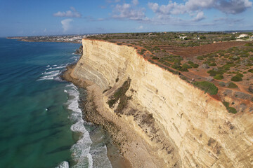 Aerial view fishermen's trail algarve portugal lagos Porto Mós Praia da Luz beach Rocha Negra