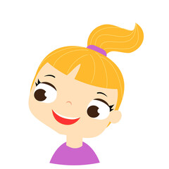 Cute smiling girl child. Happy kid. Vector illustration