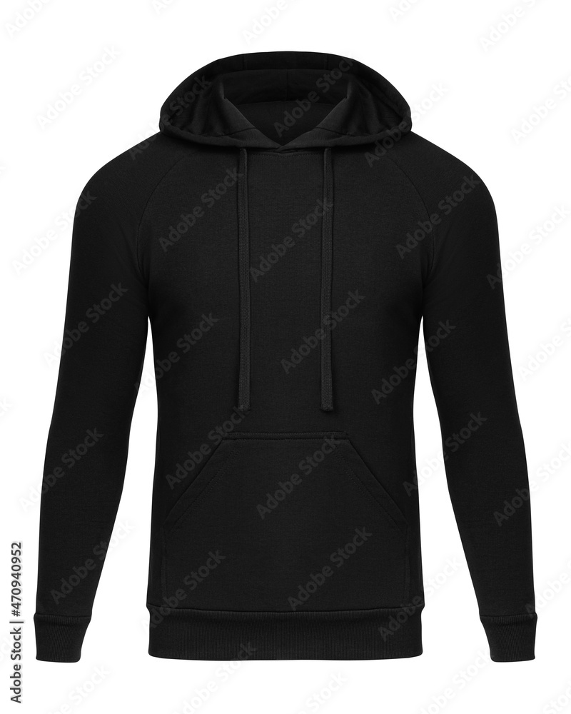 Poster mockup black hoodie isolated on white. hoodie sweatshirt template front view for design and print. h - Posters