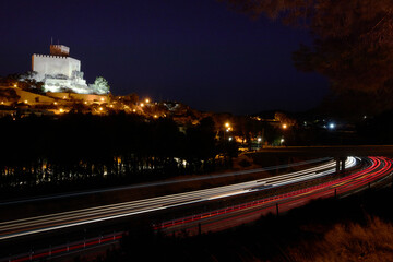 Fototapeta na wymiar long exposure photography of the night, the Petrer castle in Alicante, Spain.
