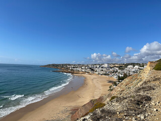 Aerial view fishermen's trail algarve portugal lagos Porto Mós Praia da Luz beach Rocha Negra