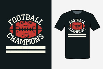 Football New York State Champions Modern Black T Shirt Design 