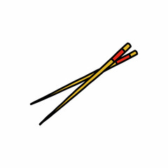 chopsticks doodle icon, vector color line illustration
