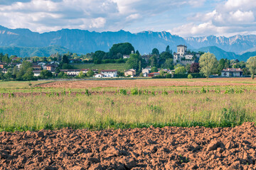 Hills and fields of Friuli in Spring. Cassacco