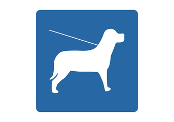 Icono azul de perro guía para personas ciegas.