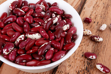 Red beans on wooden
