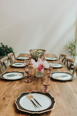 seasonal wedding table design with flowers and decor