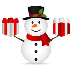 Christmas snowman on a white background. 