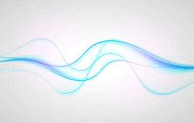 Blue futuristic soft smoke gradient flow. Air flow. Fresh aroma. Curved lines background. - obrazy, fototapety, plakaty