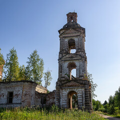 Fototapeta na wymiar abandoned orthodox bell tower