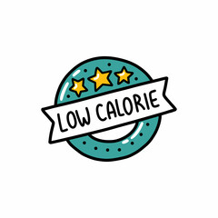 low calorie label doodle icon, vector color line illustration