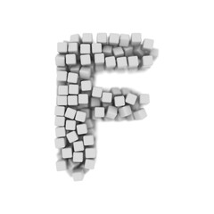 White cube letter F - Upper-case 3d voxel font - suitable for science, modernity or technology related subjects