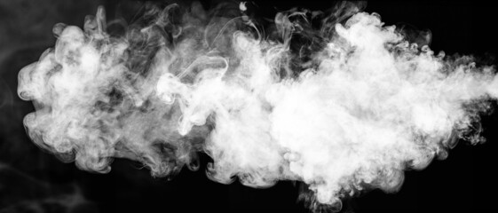 Abstract wide white powder snow cloud explosion on dark background