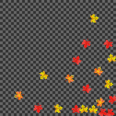 Red Leaf Background Transparent Vector. Plant Realistic Design. Orange Decor Foliage. Isolated Floral Texture.