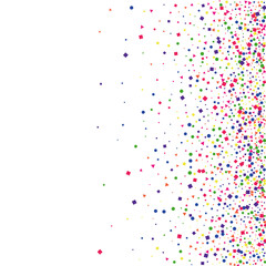 Pink Square Decor Isolated. Template Dot Background. Blue Rainbow Circle Texture. Red Sprinkles Confetti.