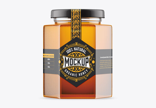 Heafonal Honey Glass Jar Mockup