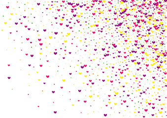 Red Friendship Round Wallpaper. Purple Isolated Backdrop. Yellow Heart Border. Pink Falling Texture. Mother Frame.