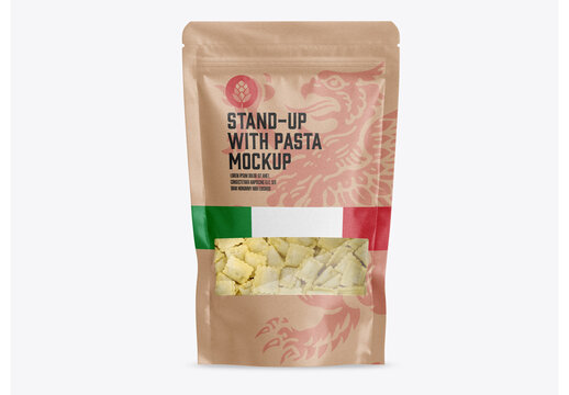 Pasta Packaging Stand-Up Mockup