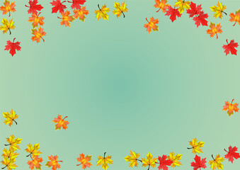 Golden Foliage Background Green Vector. Plant Down Template. Autumnal September Floral. Design Leaves Frame.