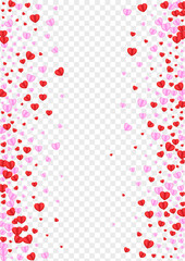 Violet Confetti Background Transparent Vector. Art Texture Heart. Tender Mother Frame. Fond Heart February Pattern. Red Blank Backdrop.