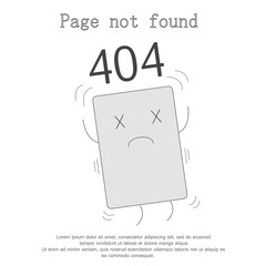 404 error page not found isolated on white background. Vector illustration flat line icon. For web site and computer display. 404 creative character and cartoon concept