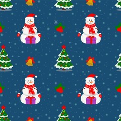 Christmas seamless pattern with snowman