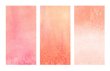 Watercolor backgrounds for vertical banners with drops. Pink and peach colors with white impregnations.  Paint on porous paper.
