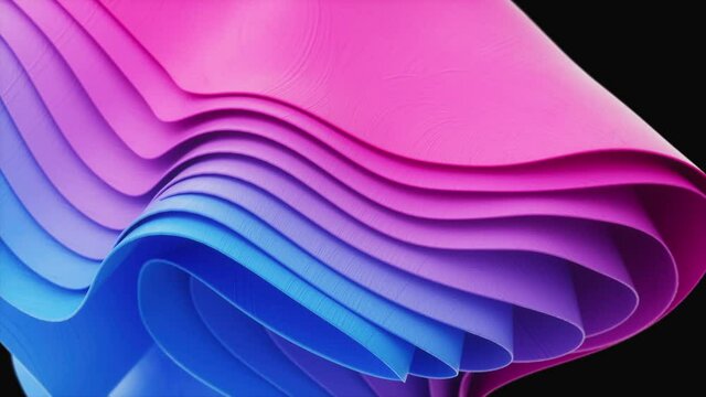 Trendy material design background. Seamless loop 3d animation. Colorful waves
