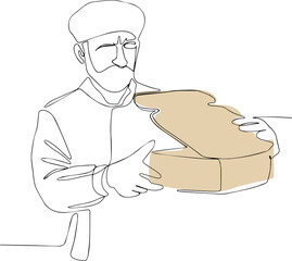 Portrait of happy proud young smiling caucasian worker in assembly line workshop, smiling and looking at camera. Vector illustration