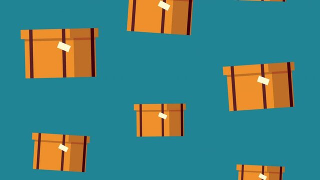 boxes carton packings delivery service animation