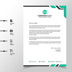Obraz premium abstract business letterhead template (Green modern a4 letterhead fully print ready and customizable)