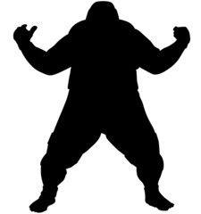 Strong japanese sumo fighter, sumo wrestler. A sumō fighter is known as a sumōtori or rikishi. silhouette