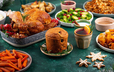 Christmas festive dinner with traditional dishes