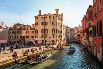 World famous water channels of Venezia, Veneto, Italy.