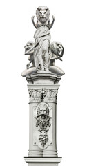 Obraz premium 3d render illustration of lion headed greek goddess monument isolated on white background.