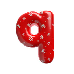 Snowflake letter Q - Lower-case 3d christmas font - Suitable for Christmas, Santa claus or Winter related subjects