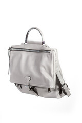 Gray eco leather office handle bag on white background