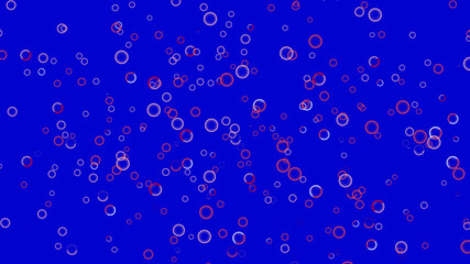 Illustrated bubble soaps on blue colorful background. Multiple abstract bubble floating all around