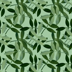 Seamless pattern with leaves for fabrics and textiles