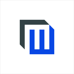 Modern MW or WM logo with simple and elegant shape, vector template EPS 10
